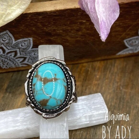 Alquimia Jewelry - HUGE TURQUOISE SILVER STATEMENT  RING